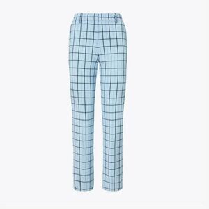 TORY BURCH Blue Windowpane Plaid High Rise Tech Twill Golf Pants SIZE 10